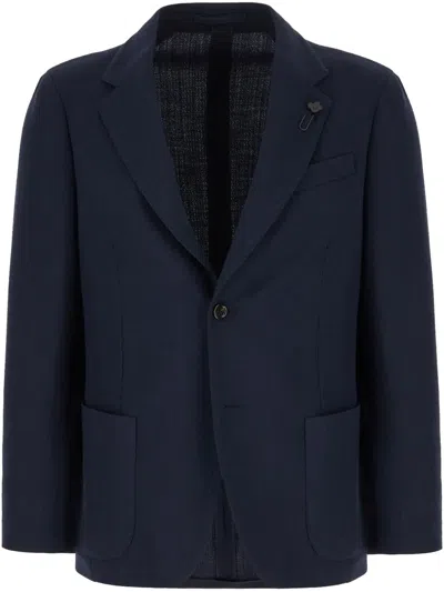 Lardini Single Breasted Blazer In Blue