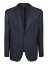 Lardini Classic Tailored Black Blazer In Blue