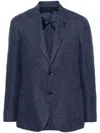 Lardini Single-breasted Linen And Wool Blazer In Blue