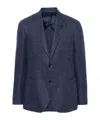 Lardini Single-breasted Linen And Wool Blazer In Blue