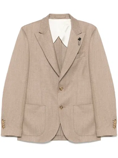 Lardini Single-breasted Blazer In Brown