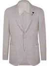 Lardini Iconic Textured Fabric Jacket With Button Cuffs In Grey
