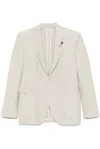Lardini Textured Beige Tailored Jacket With Notched Lapel