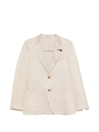 Lardini Two-button Jacket With Applied Pockets In Neutral