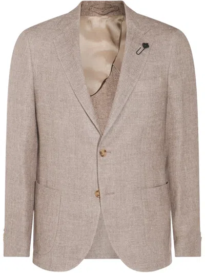 Lardini Long-sleeved Casual Jacket In Brown