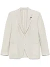 Lardini Textured Beige Tailored Jacket With Notched Lapel In Neutrals