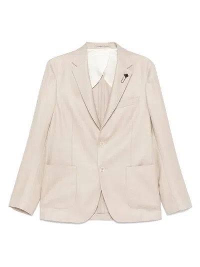 Lardini Single-breasted Blazer In Neutrals