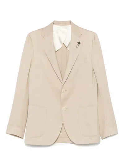 Lardini Single-breasted Blazer In Neutrals