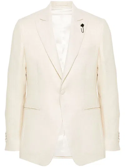 Lardini Single-breasted Blazer In Neutrals