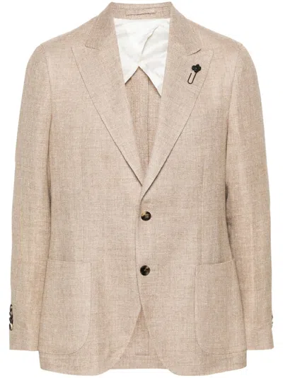 Lardini Single-breasted Blazer In Neutrals