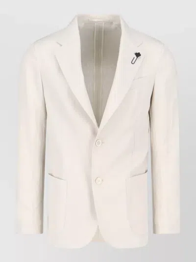 Lardini Single Breasted Blazer Notch Lapel Buttons In Neutral
