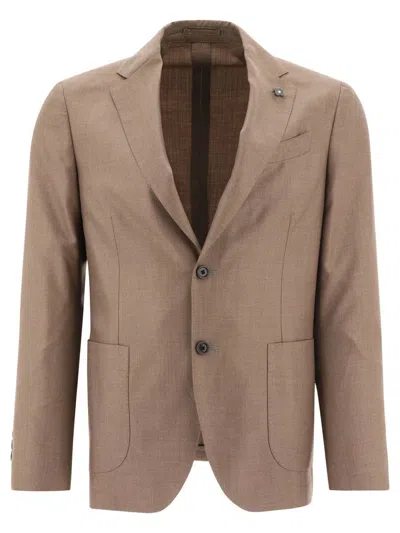 Lardini Double-breasted Beige Blazer For Men