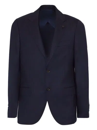 Lardini Single-breasted Brooch Detail Blazer In Blue