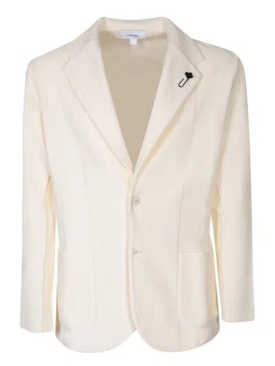 Lardini Single-breasted Cardigan With Notched Lapels And Button Fastening In Neutrals