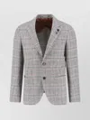 Lardini Single-breasted Check Blazer Notch Lapel In Gray