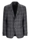 Lardini Single-breasted Check-print Blazer In Gray