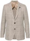 Lardini Single-breasted Checked Blazer In Brown