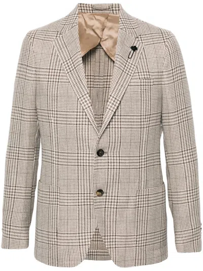 LARDINI SINGLE-BREASTED CHECKED BLAZER