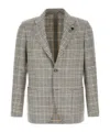 Lardini Plaid Patterned Grey Jacket With Notch Lapels In Gray