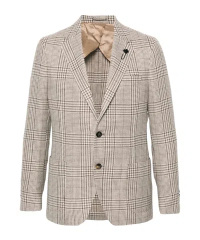 LARDINI LARDINI CHECK-PATTERN SINGLE-BREASTED BLAZER