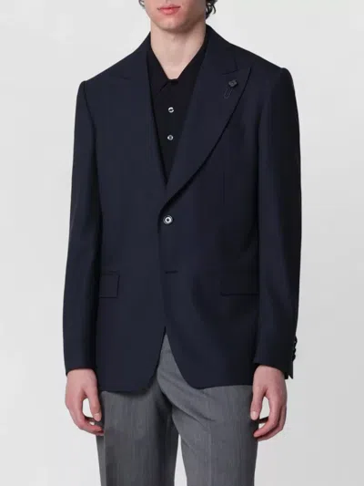 Lardini Single Breasted Coat Notch Lapel Pockets In Blue
