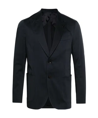 Lardini Single-breasted Cotton Blazer In Blue