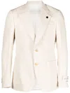Lardini Single-breasted Cotton-blend Blazer In Neutrals