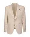 Lardini Viscose And Silk Single-breasted Blazer In Nude