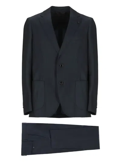 Lardini Single-breasted Cotton Suit In Blue