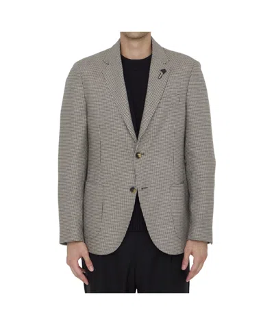 LARDINI HOUNDSTOOTH-PATTERN BLAZER