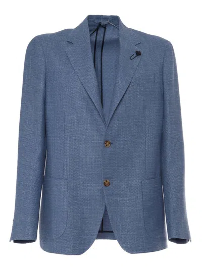 Lardini Rome Tailored Blazer With Textured Fabric In Blue