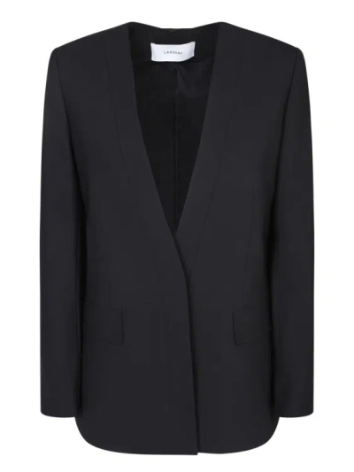 Lardini Single-breasted Jacket With Unlined Shawl In Black