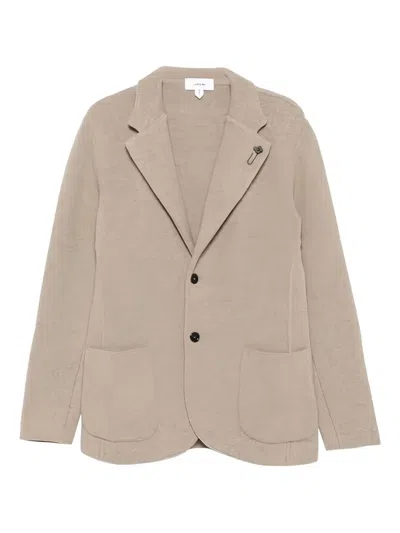 Lardini Single-breasted Knitted Jacket In Neutral