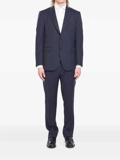 Lardini Single-breasted Lapel Pin Suits In Brown