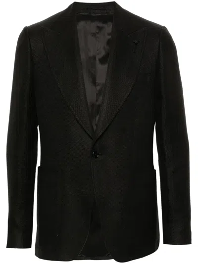 Lardini Single-breasted Linen Blazer In Black