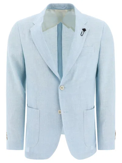 LARDINI LARDINI SINGLE BREASTED LINEN BLEND BLAZER