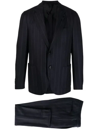 Lardini Single-breasted Pinstripe Suit In Black