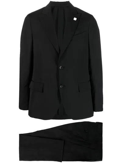Lardini Single-breasted Suit In Black