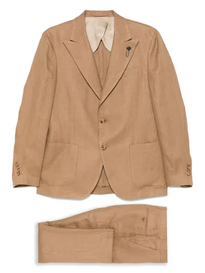Lardini Single-breasted Suit In Brown