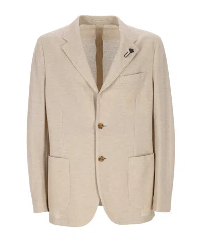 Lardini Single-breasted Suit Jacket In Brown