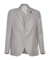 Lardini Tartan Single-breasted Blazer In Gray