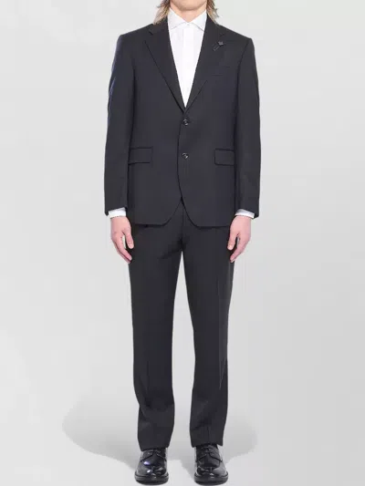 Lardini Single Breasted Suit Straight Leg Virgin Wool In Black