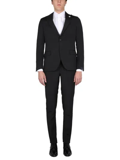 LARDINI SINGLE-BREASTED TAILORED BLACK JACKET