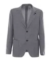 Lardini Micro-check Single-breasted Blazer In Gray