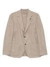 Lardini Single Breasted Flower Detailed Blazer In Brown