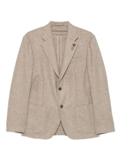 LARDINI Single-breasted tailored blazer in beige cashmere and wool LARDINI