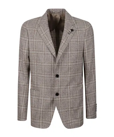 Lardini Single-breasted Wool-cashmere Blazer With Notch Lapel In Brown