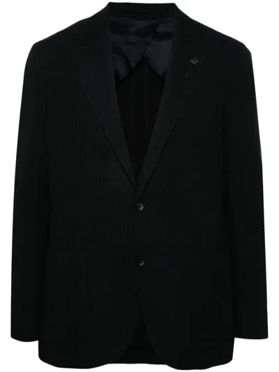 Lardini Single-breasted Textured Blazer In Blue