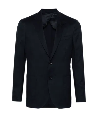 LARDINI SINGLE-BREASTED TWILL BLAZER