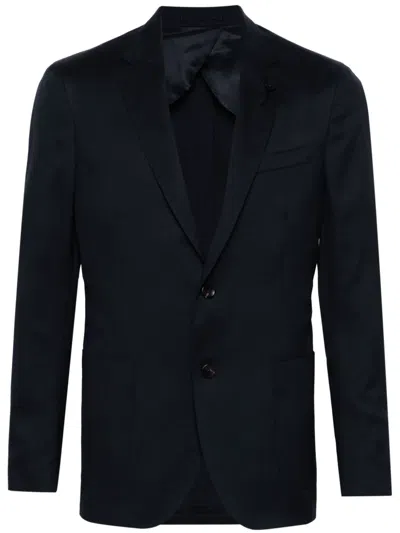 Lardini Single-breasted Twill Blazer In Blue